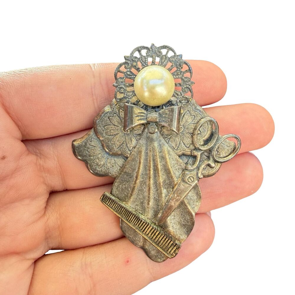 Vintage Jewelry Hairdresser Angel Brooch Hair Stylist Jewelry Hair Stylist Gift